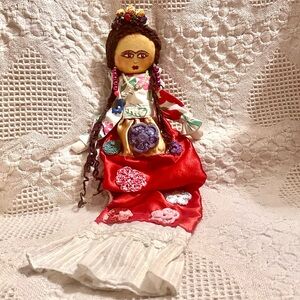 Frida Kahlo Handmade Doll Hanging,Sofa or Bed Doll Face Hand Painted on Canvas